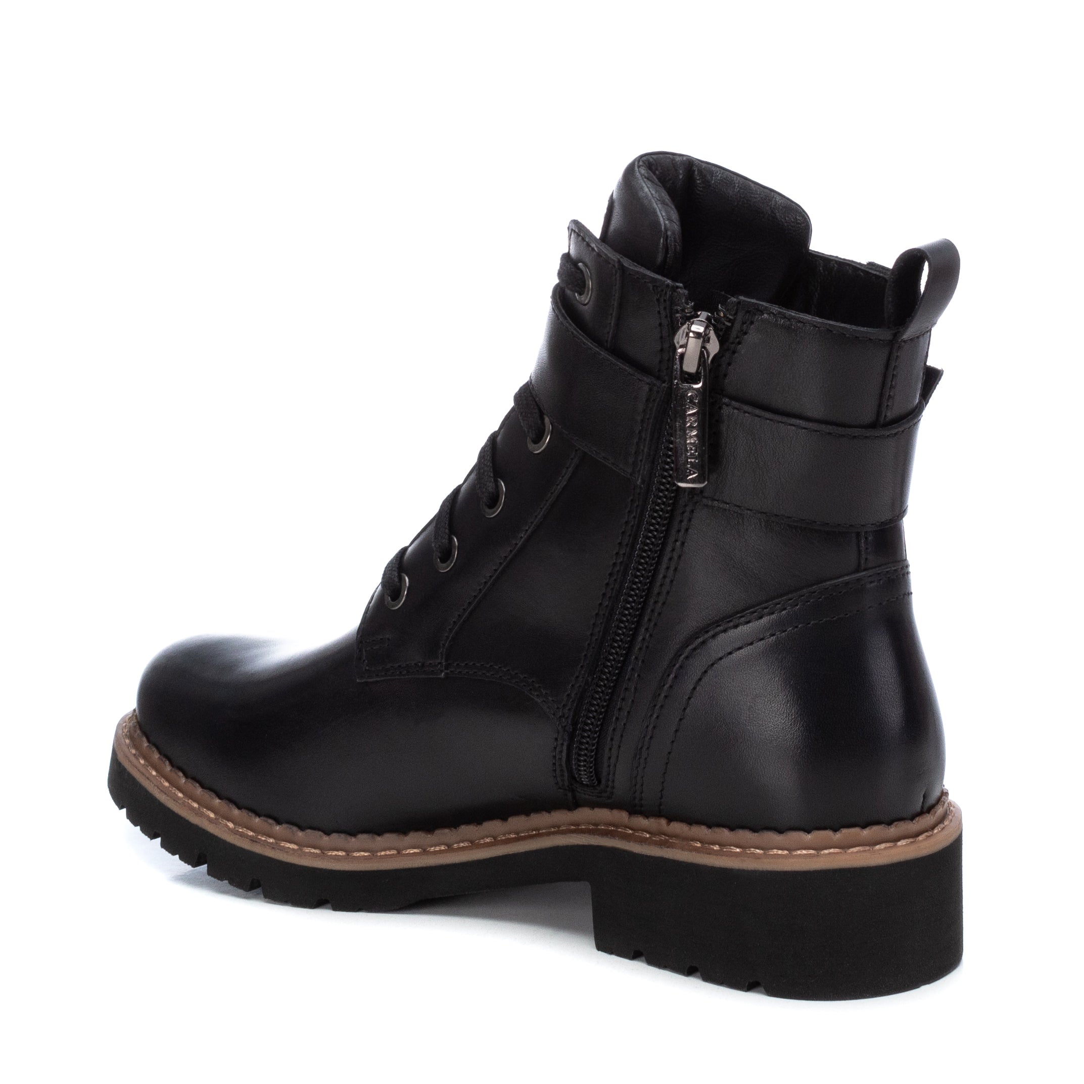 Carmela 16004701 bottines cuir noir militaire