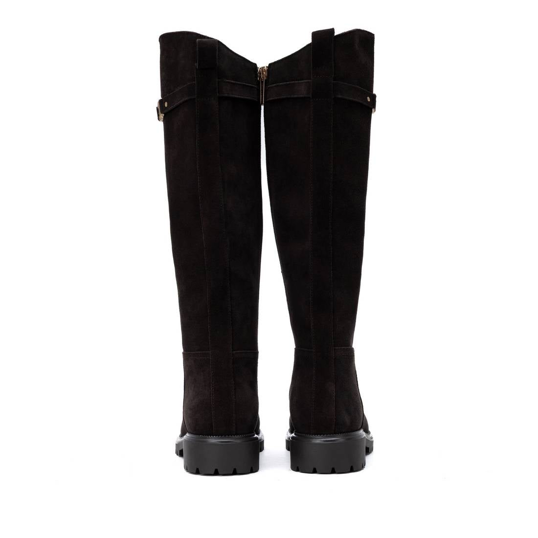 Carmela 16426502 botte marron daim talon plat