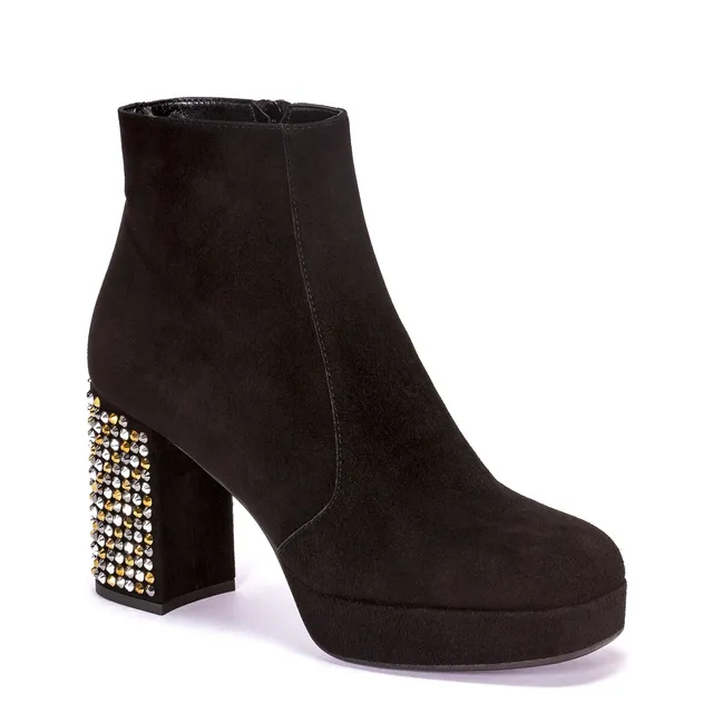 ELATA 90918 bottines daim noir talon strass 9 cm