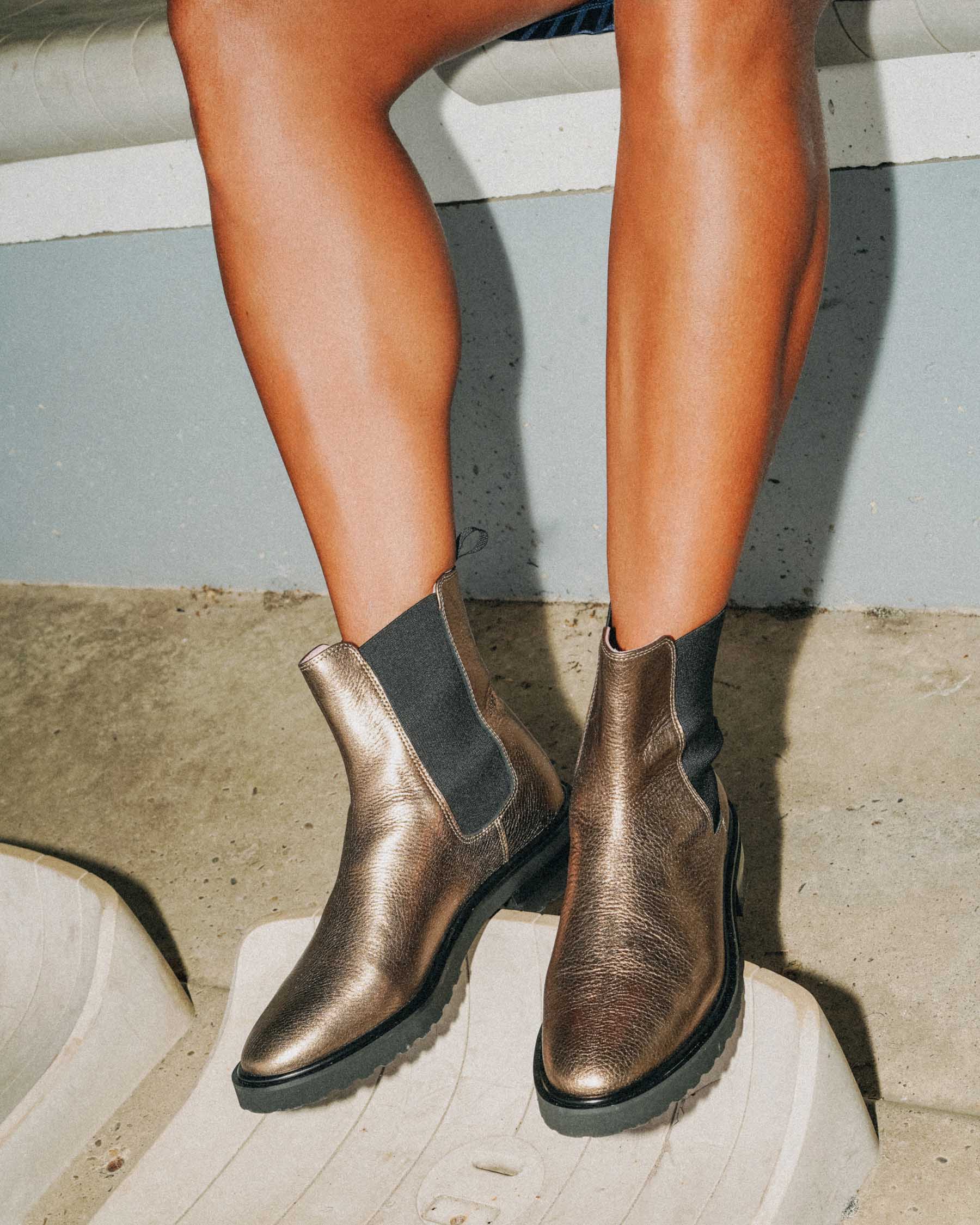Coralie Masson Garance chelsea boots cuir bronze talon 5 cm