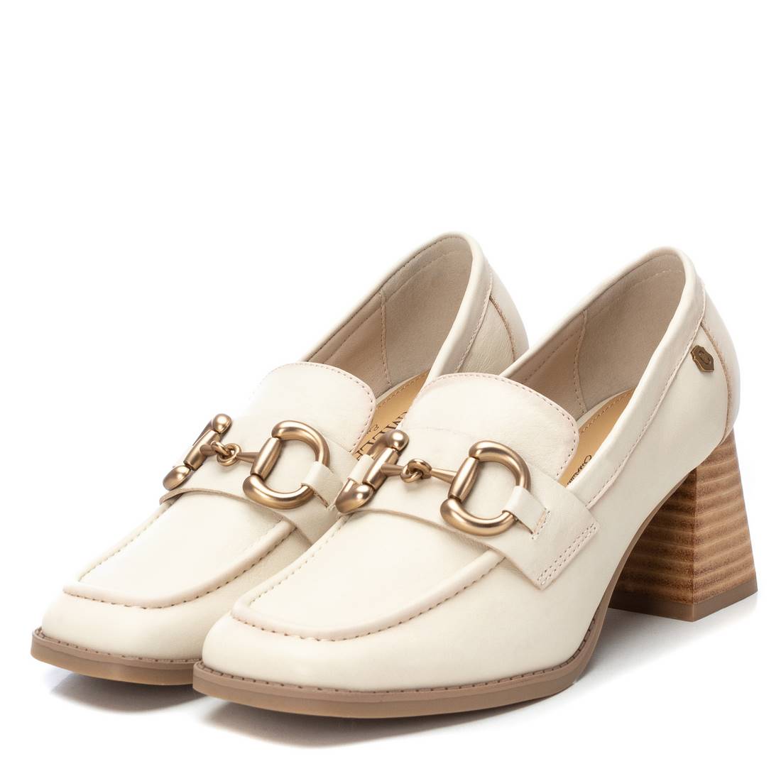 Carmela 16144802 mocassins cuir blanc talon bois