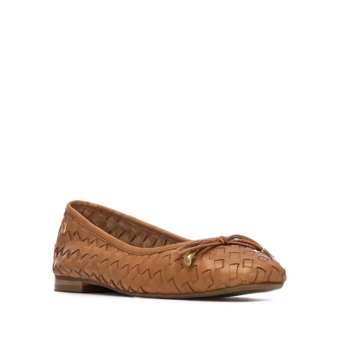 Carmela 16300102 ballerine femme camel cuir tressé plat