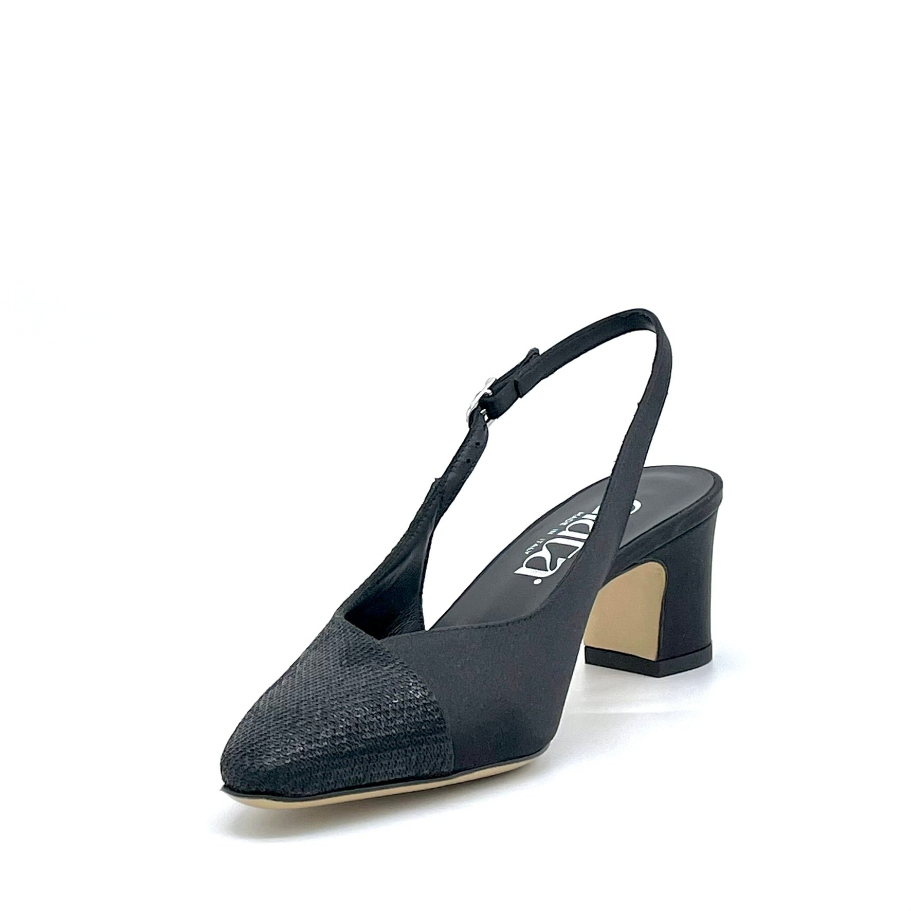 ELATA 16171 slingback noir soie talon 5,5 cm