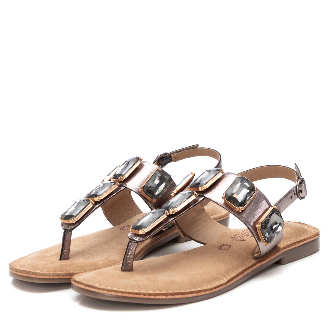Carmela 16164402 sandale cuir gris talon plat