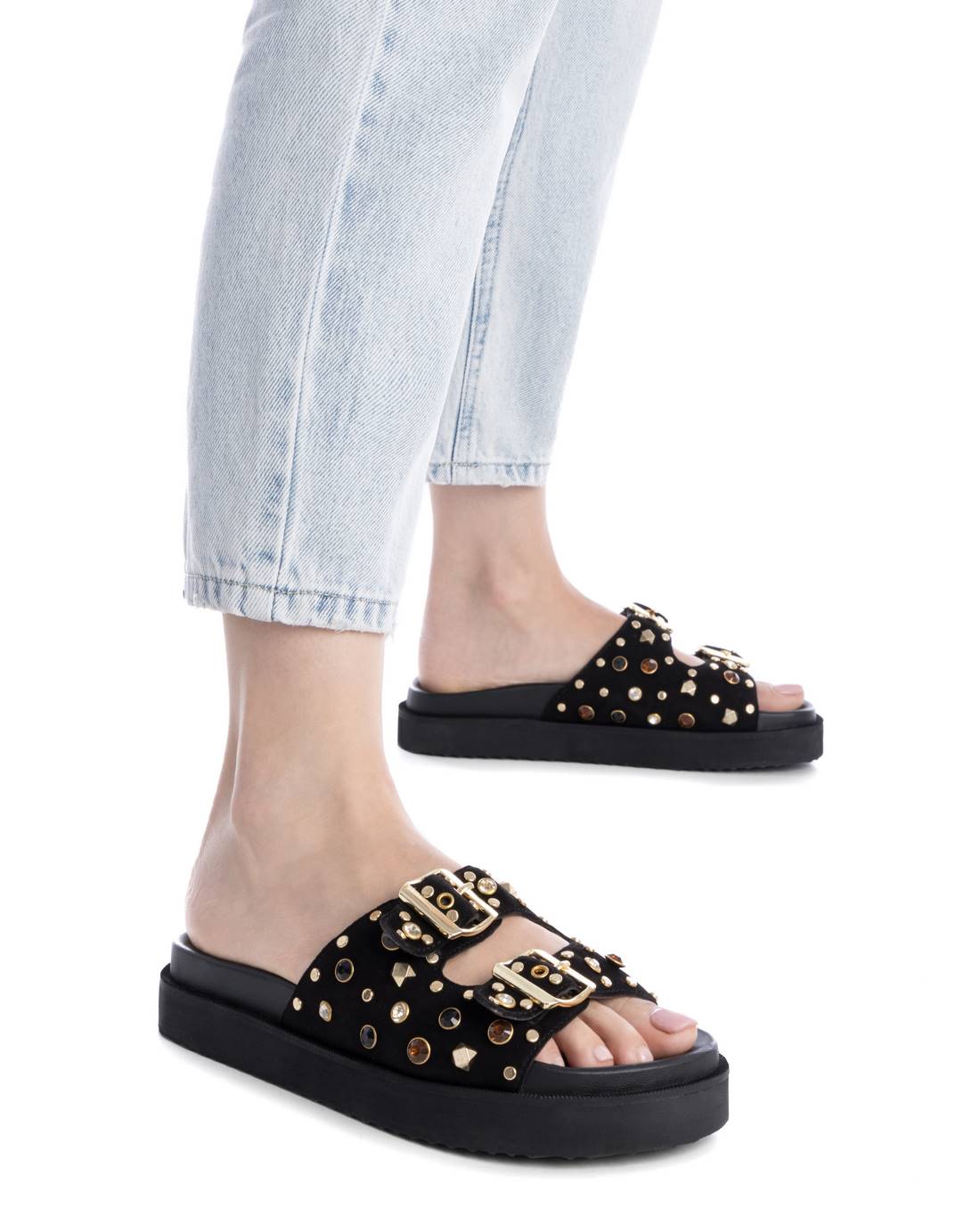Carmela 16240102 sandale cuir noir boucles 35-41