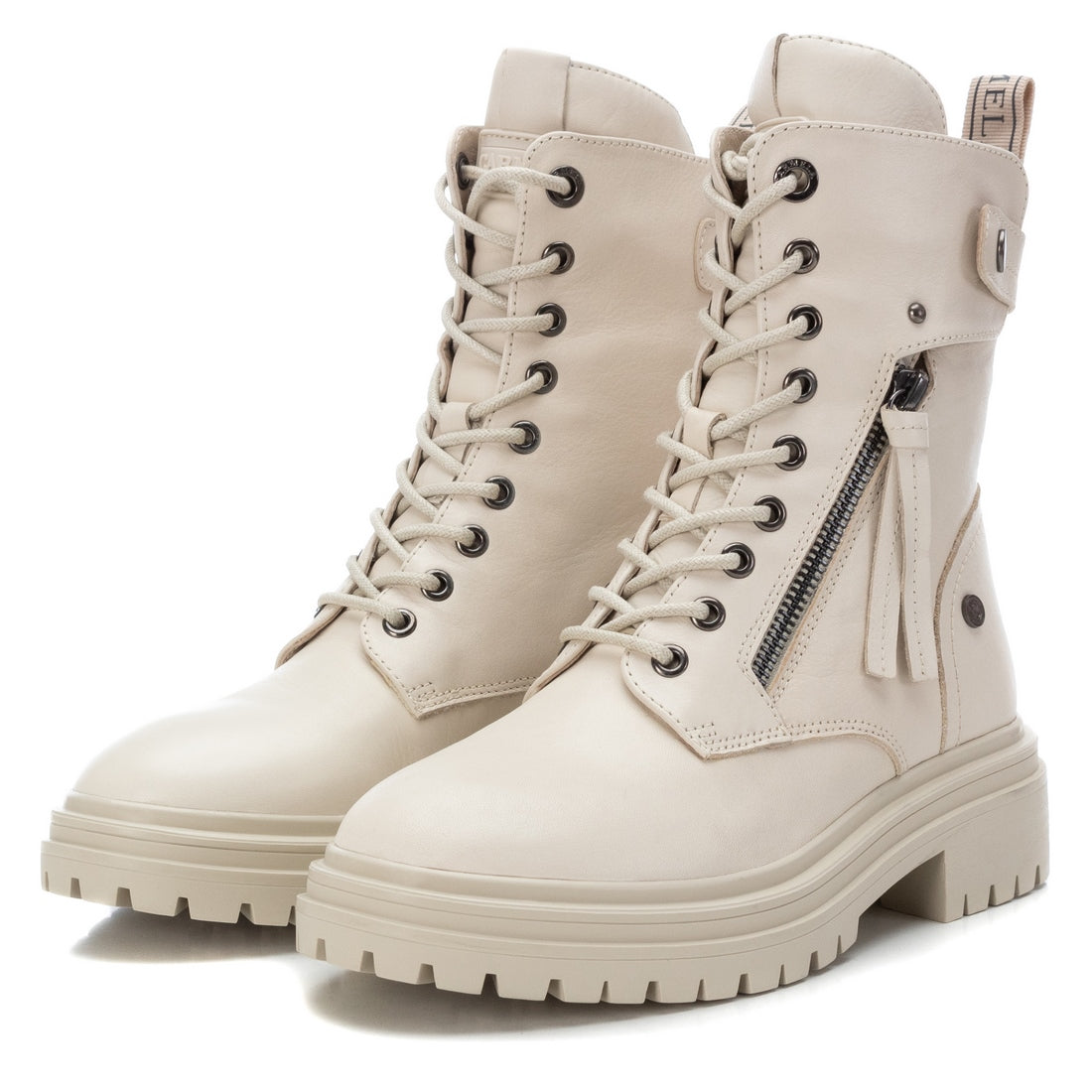 Carmela 16011402 bottines militaires blanches cuir lacets