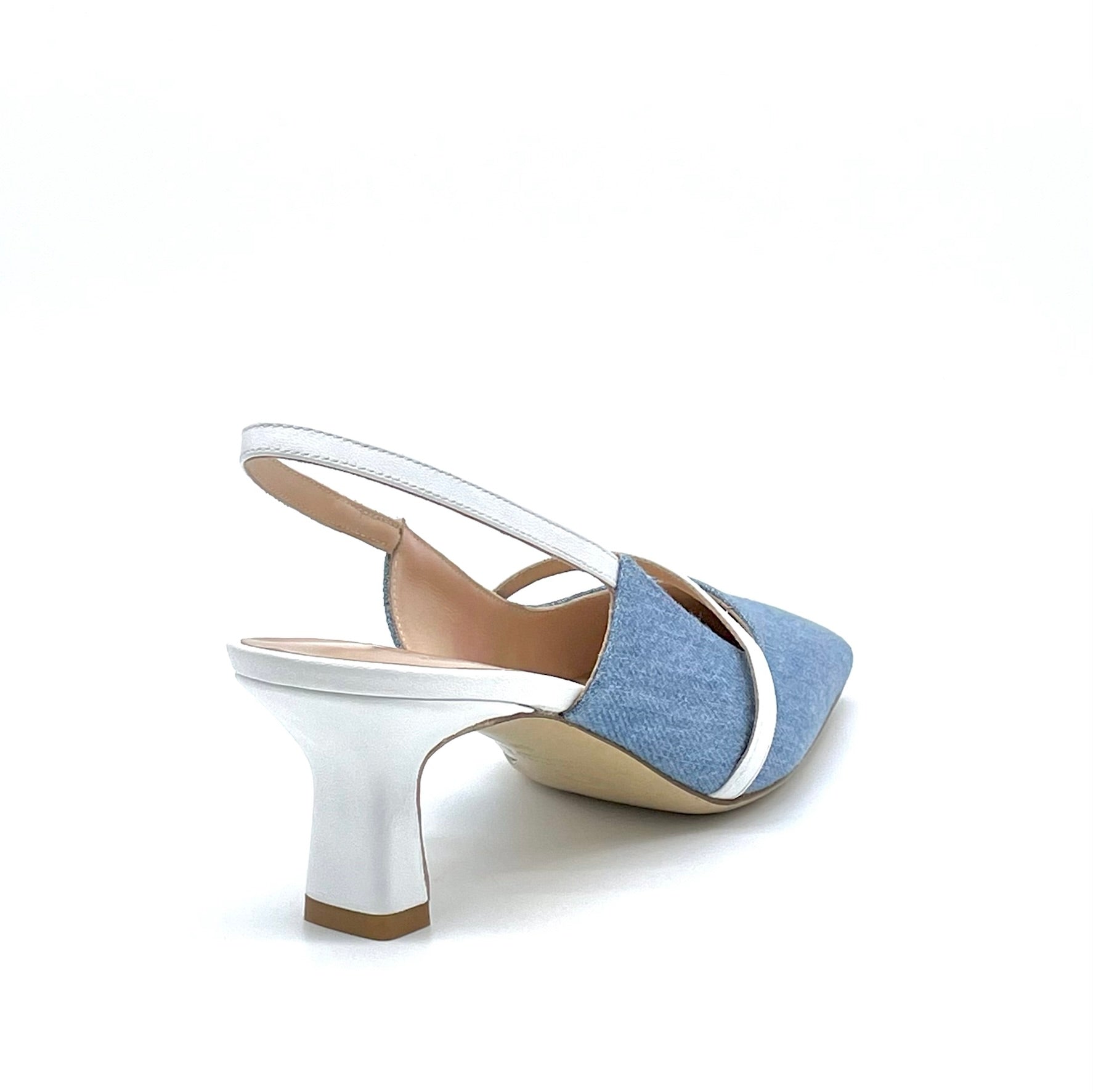 Elata 12161 slingback jean blanc cuir talon 5,5 cm