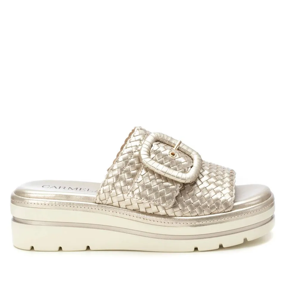 Carmela 16225101 sandales compensées cuir doré tressé
