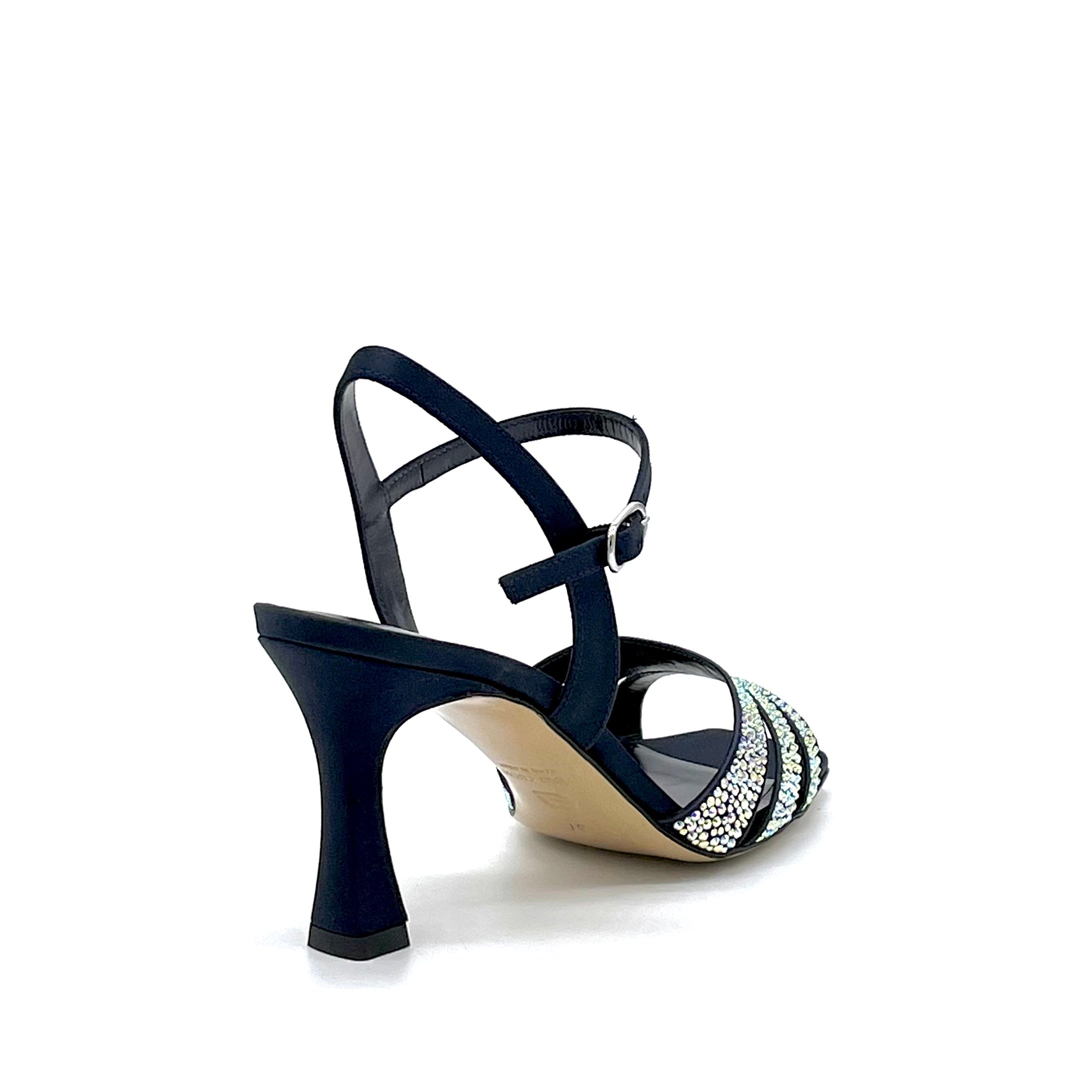 ELATA 13113 sandales soie bleu strass talon 7,5 cm