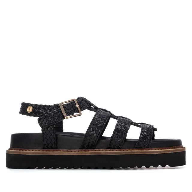 Carmela 16303001 sandale femme noire cuir tressée