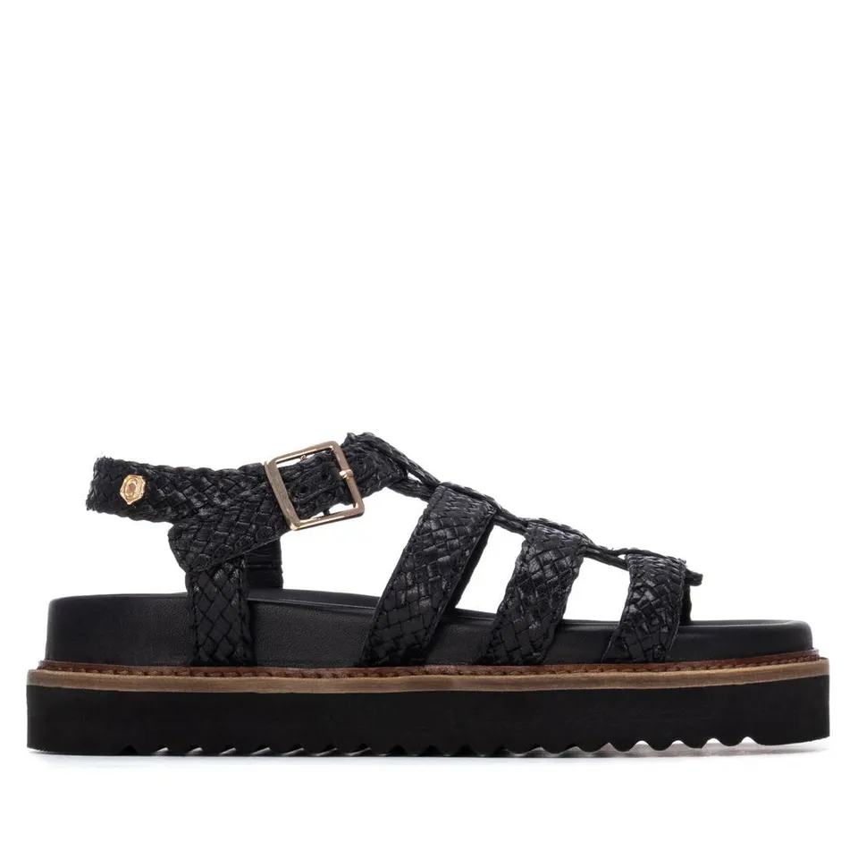 Carmela 16303001 sandale femme noire cuir tressée