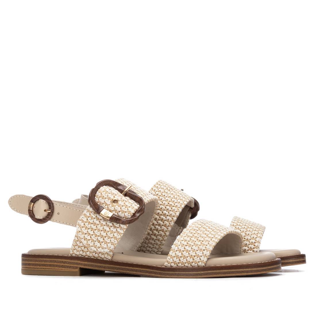 Carmela 16315902 sandale beige rafia boucle plate