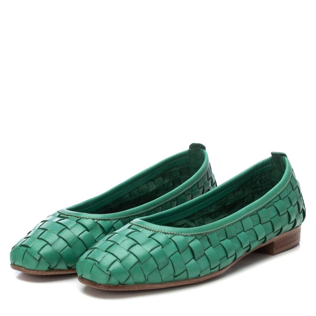 Carmela 16166207 ballerines cuir vert tressé plat