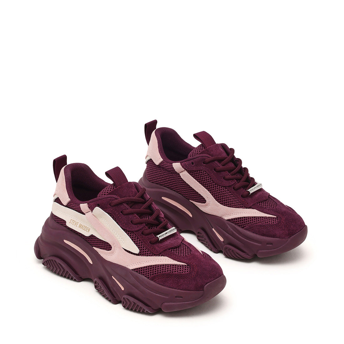 Steve Madden Possession-E baskets femme bordeaux rose plateforme 7 cm