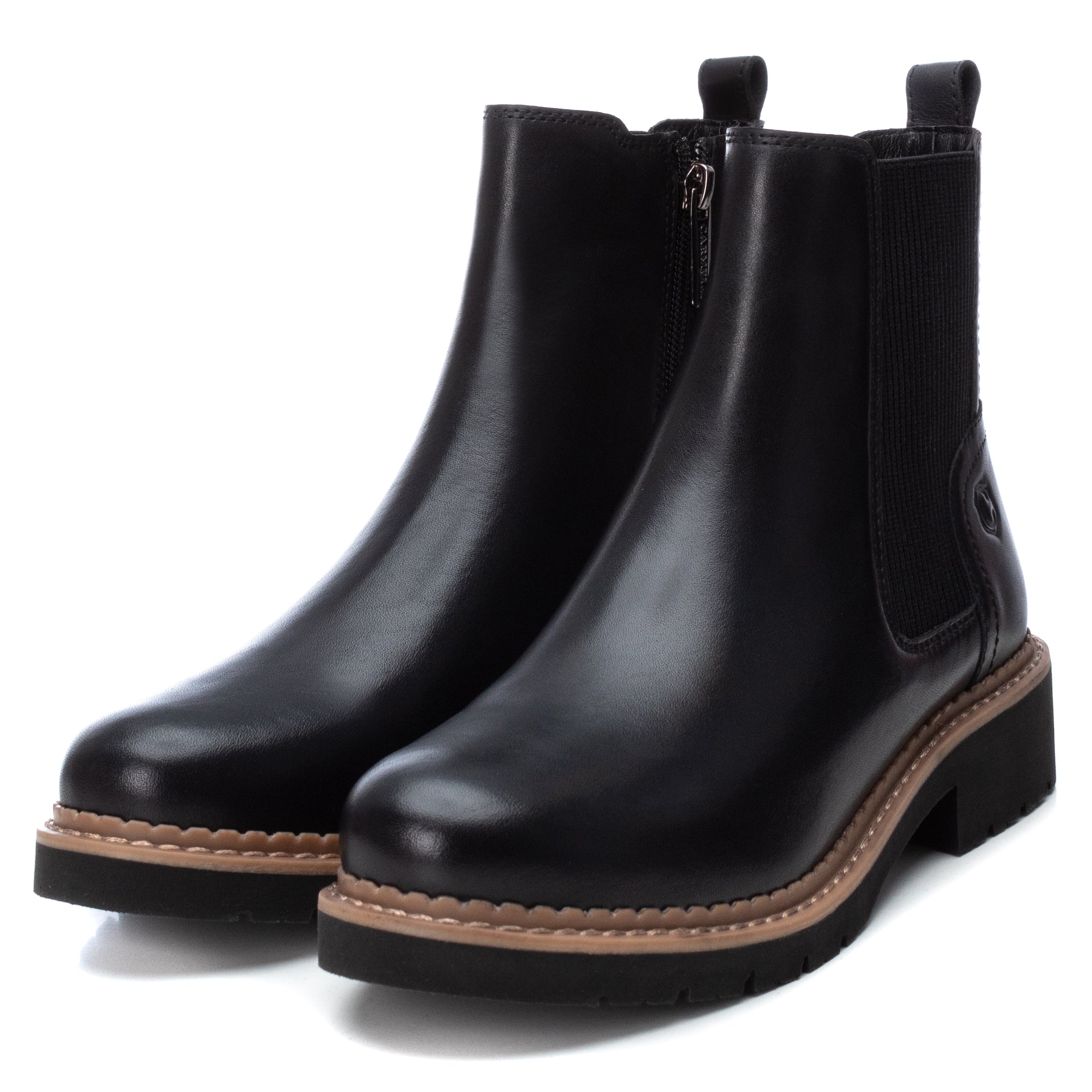 Carmela 16004602 bottine chelsea noire cuir plat