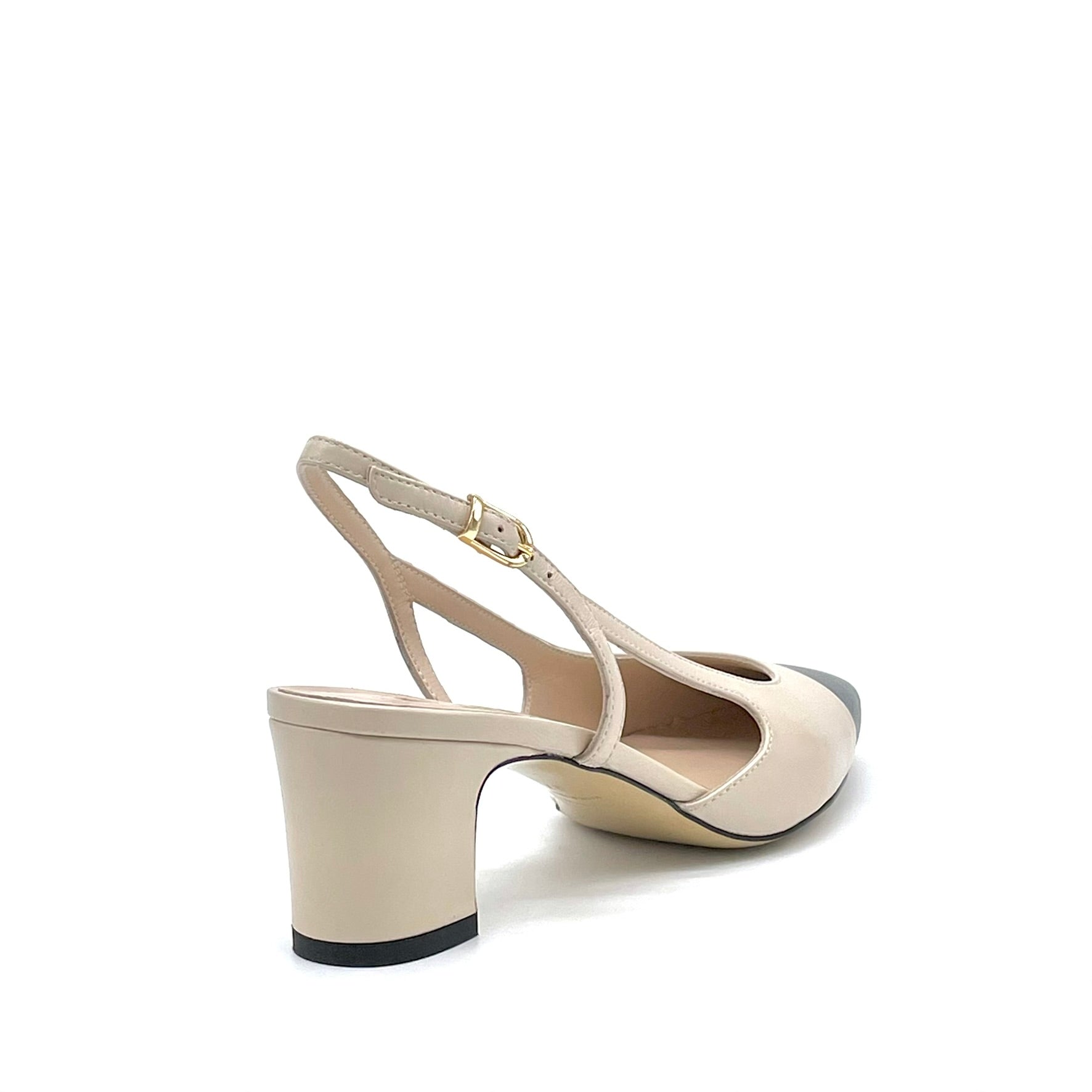 ELATA 16169 slingback cuir sable noir talon 5,5 cm