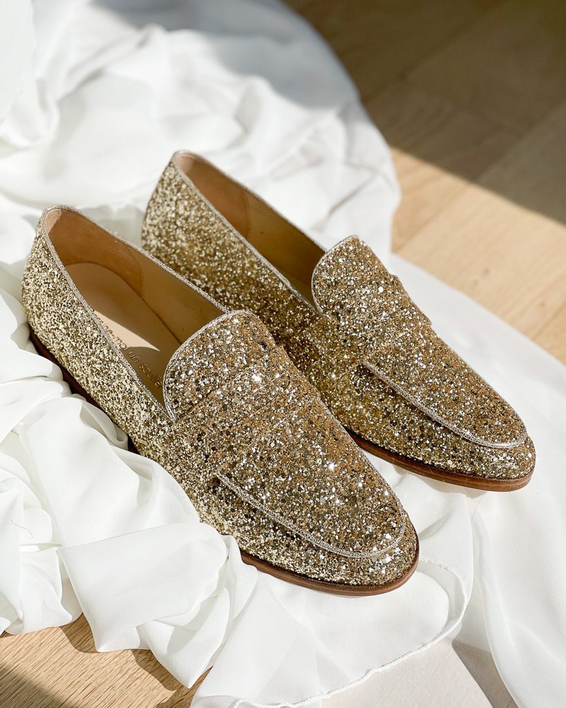 Dessine Moi Un Soulier mocassin glitter champagne plat