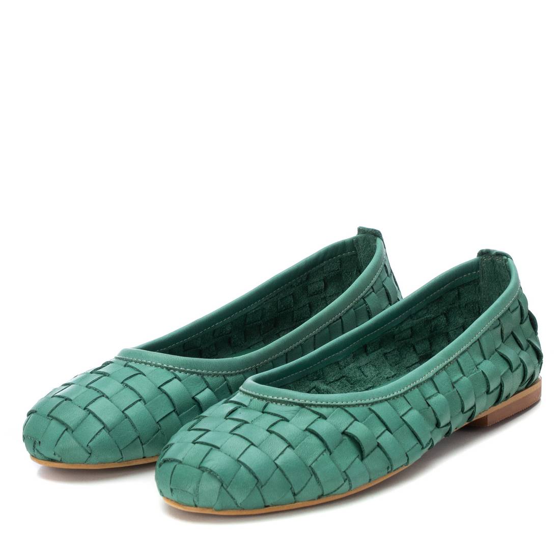 Carmela 16079602 ballerines cuir vert tressé