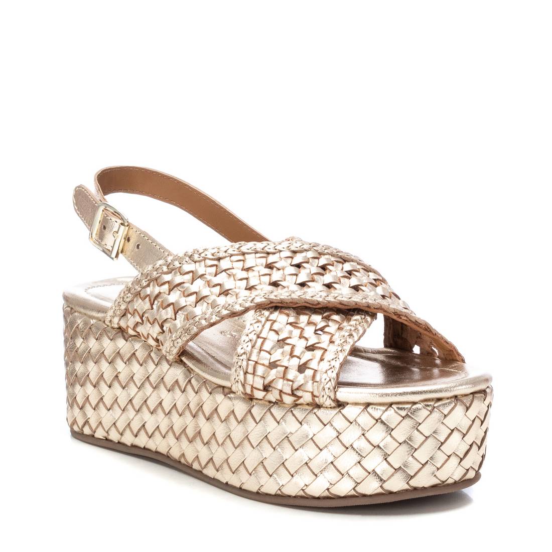 Carmela 16163805 sandale dorée cuir compensée 7 cm