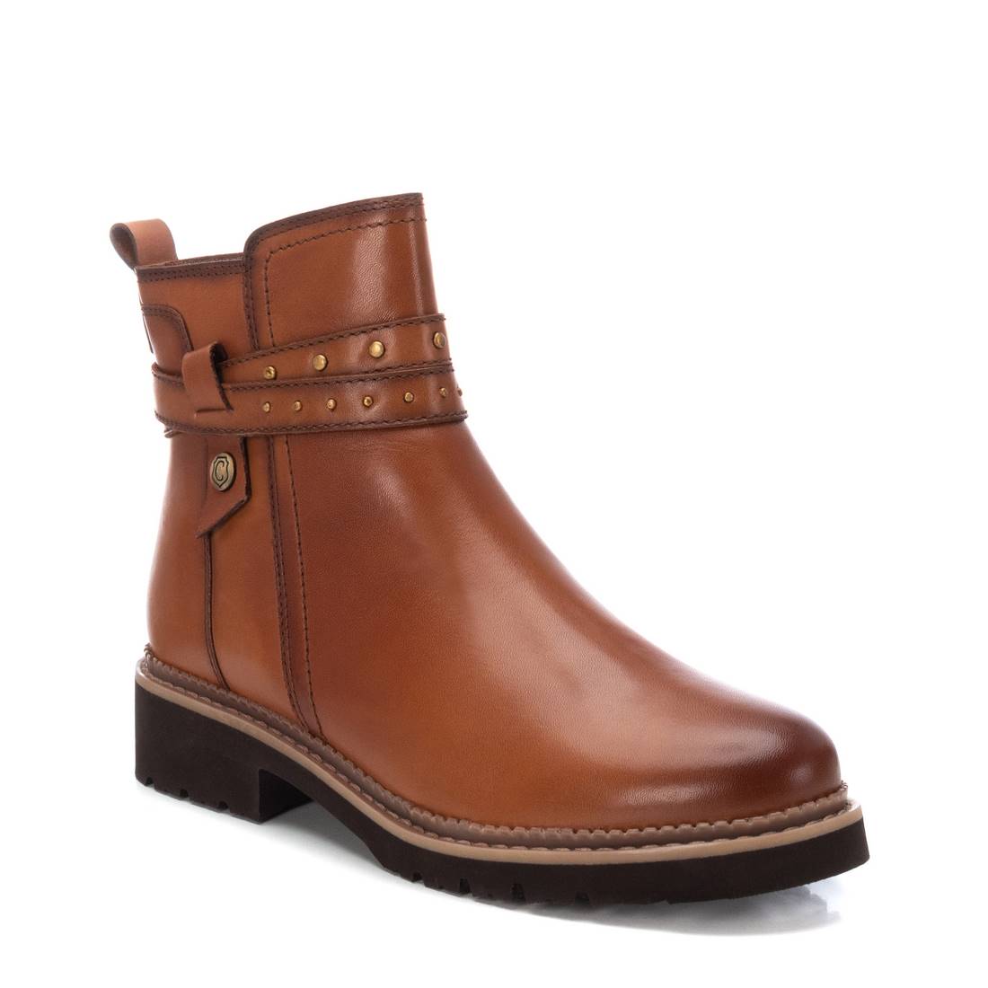 Carmela 16171902 bottine cuir marron zip plate