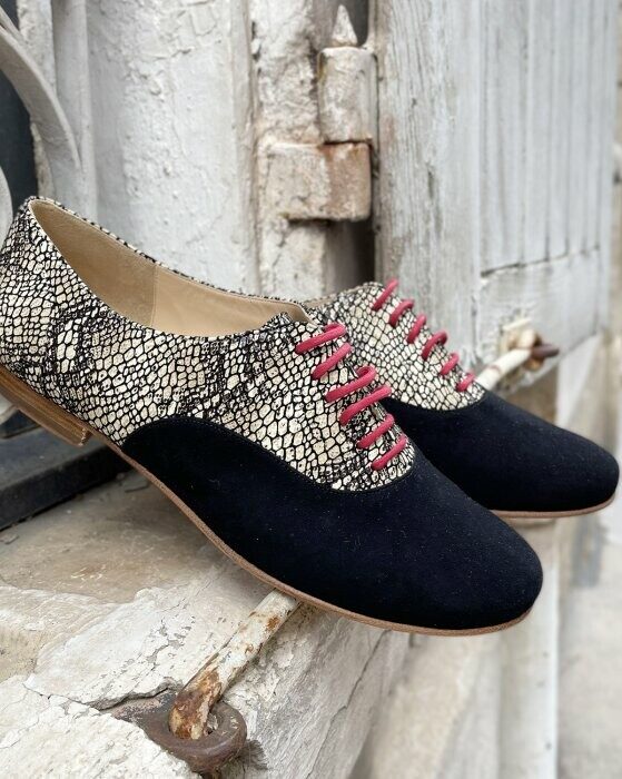 Dessine Moi Un Soulier richelieu noir python plat