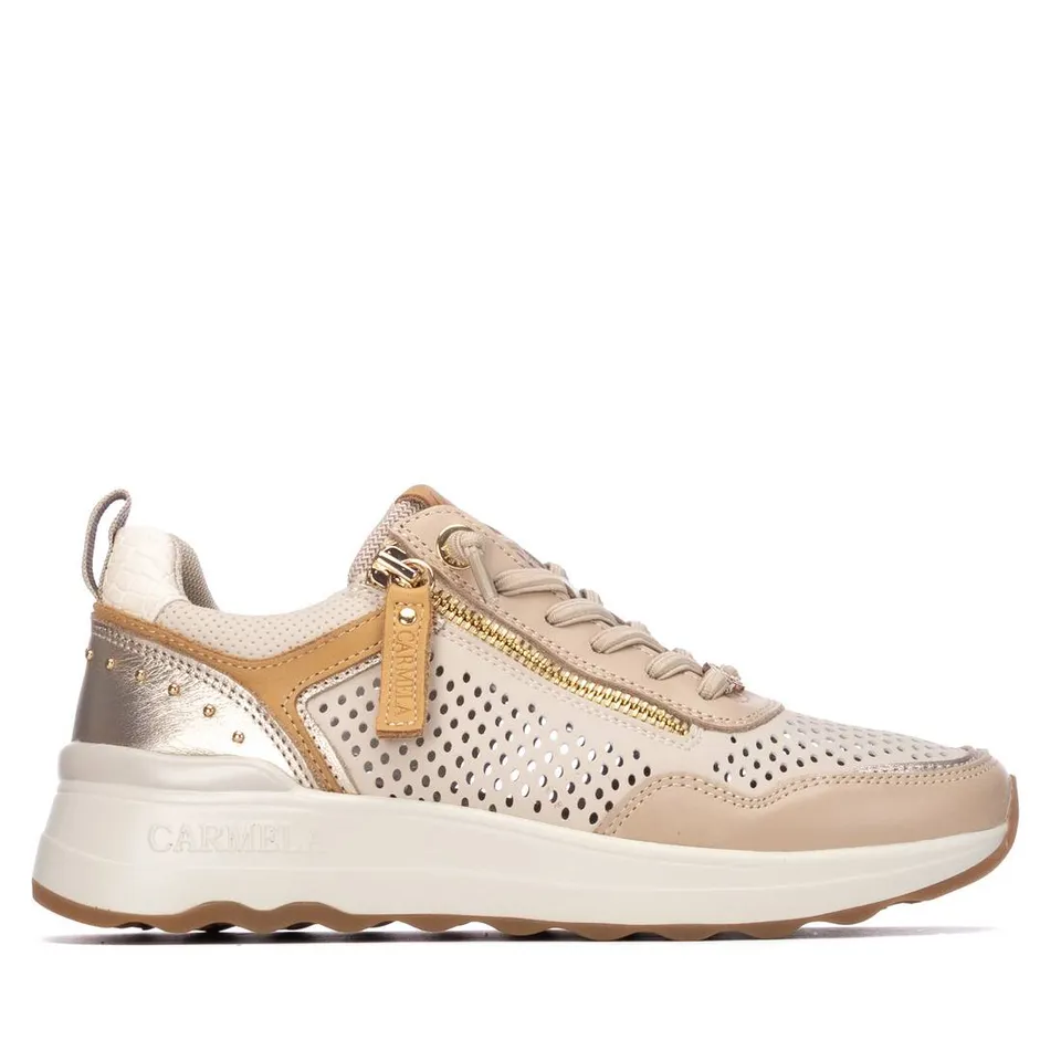 Carmela 16309807 sneaker femme beige cuir semelle crantée