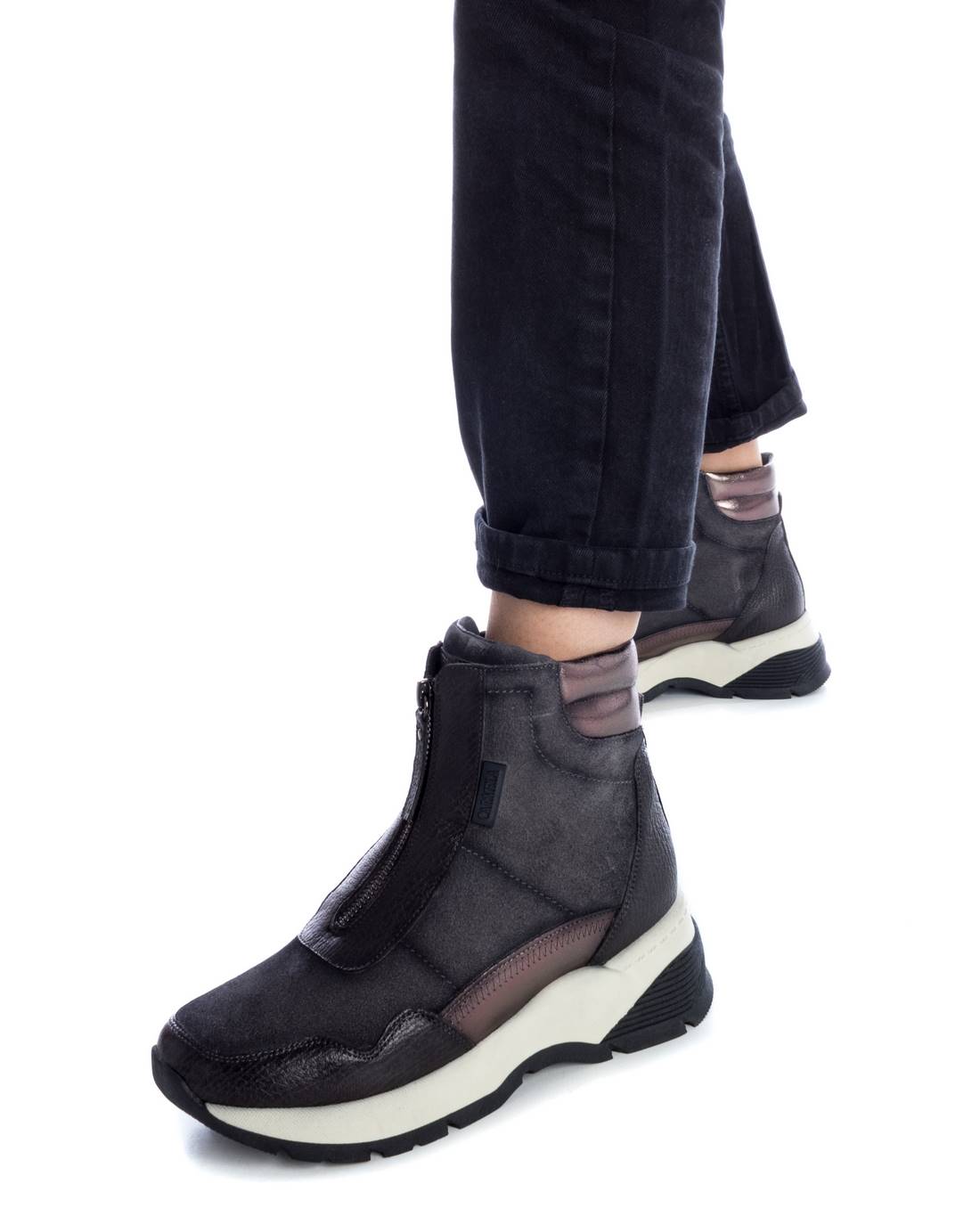 Carmela 16118201 basket femme grise cuir éclair