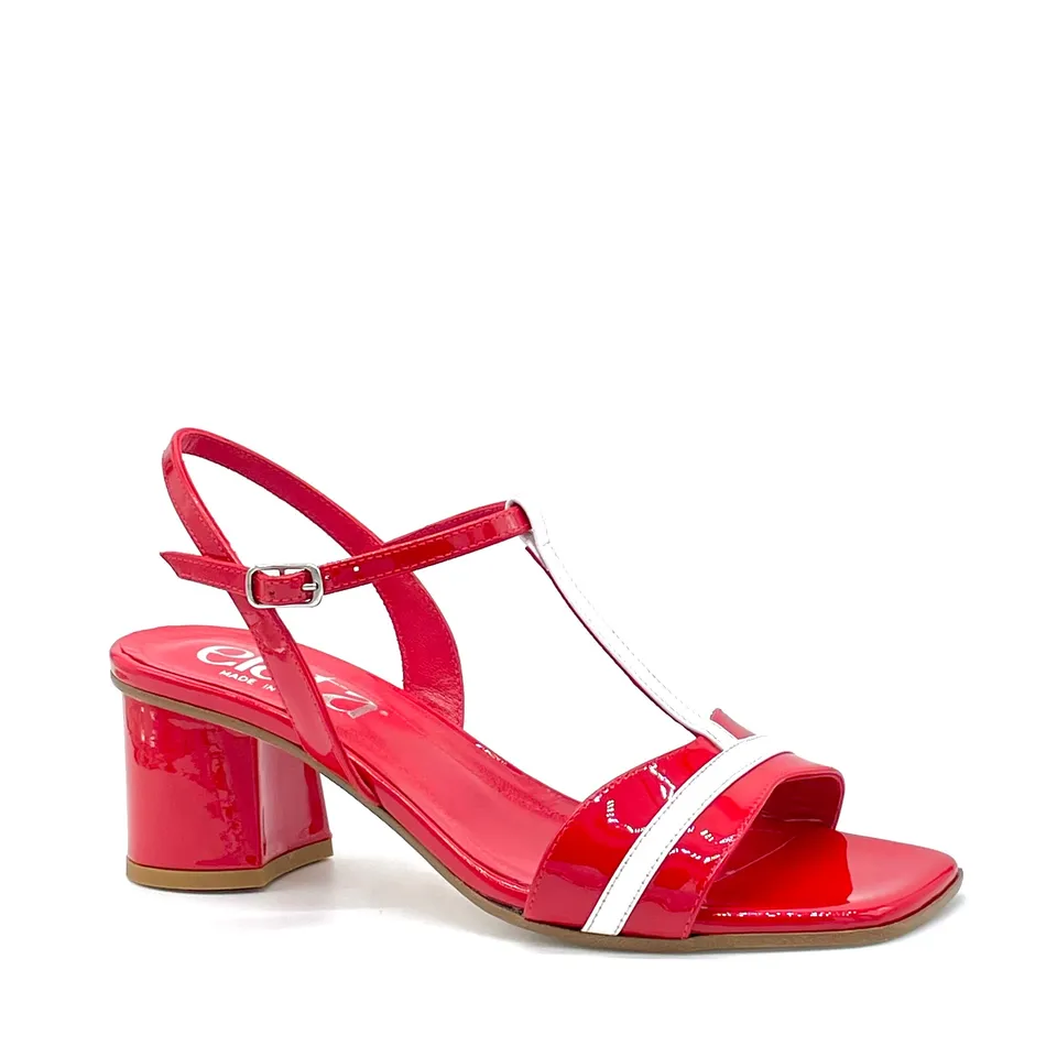 Elata 15148-3 sandales vernis blanc rouge talon 5,5 cm