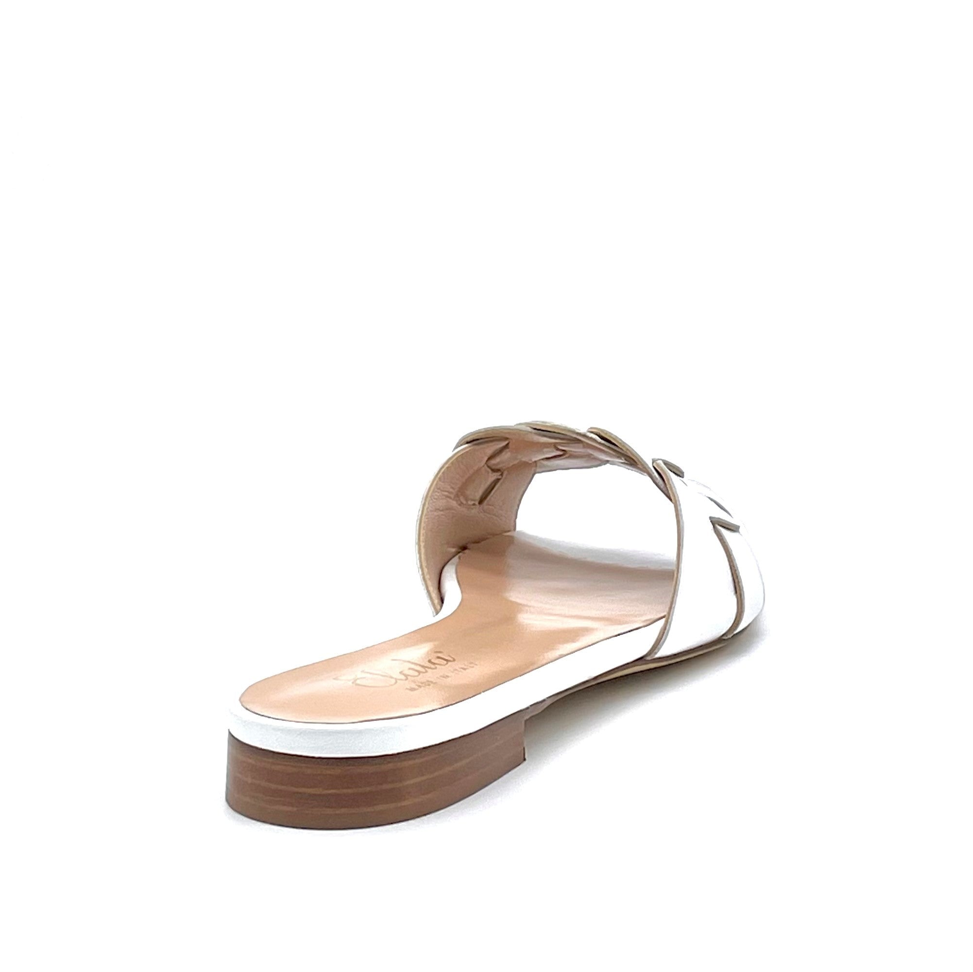 Elata Aestas 11142A mules cuir blanc tressé plat