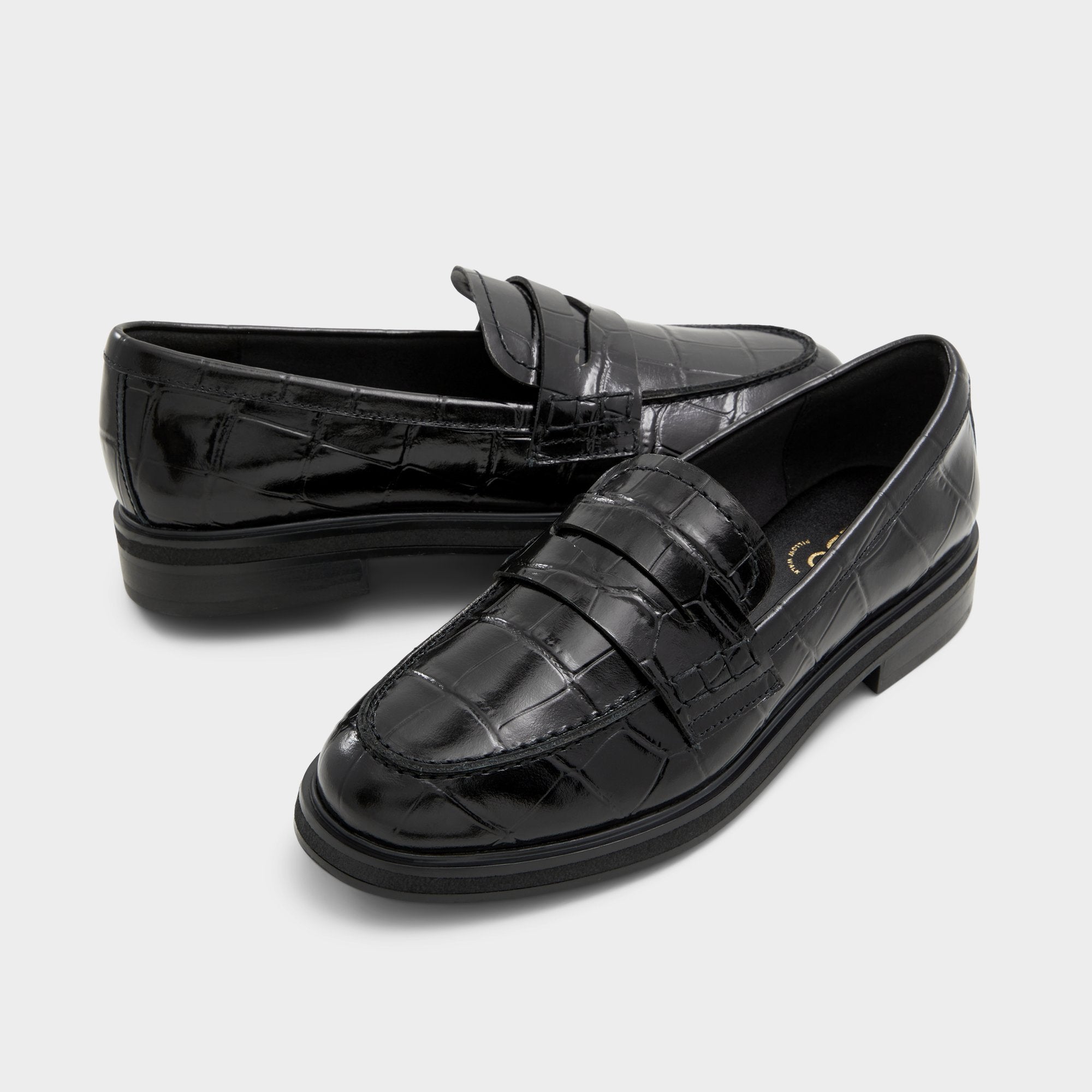 ALDO Lededanten mocassins talon bloc croco