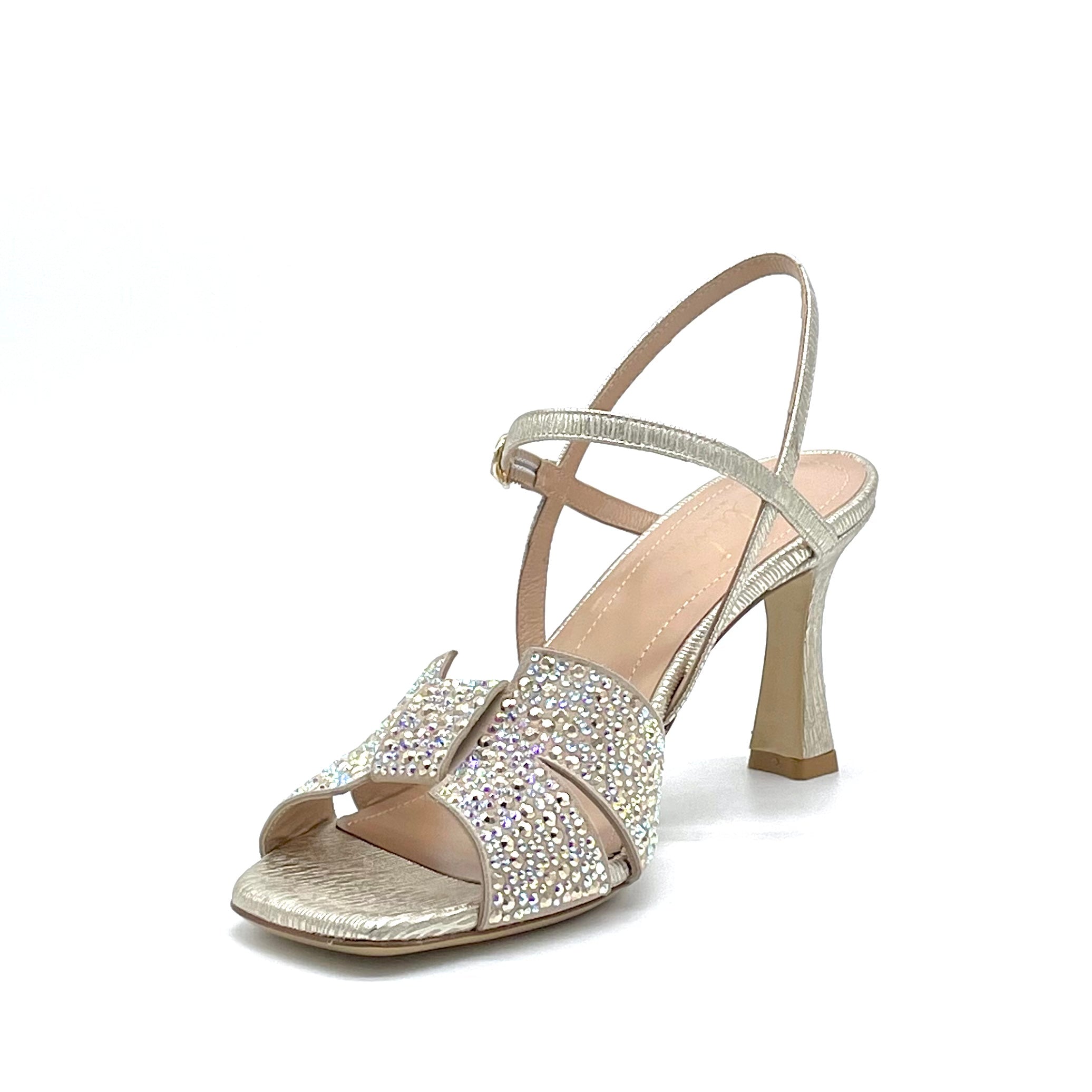 ELATA 13119 sandales cuir doré strass talon 7,5 cm