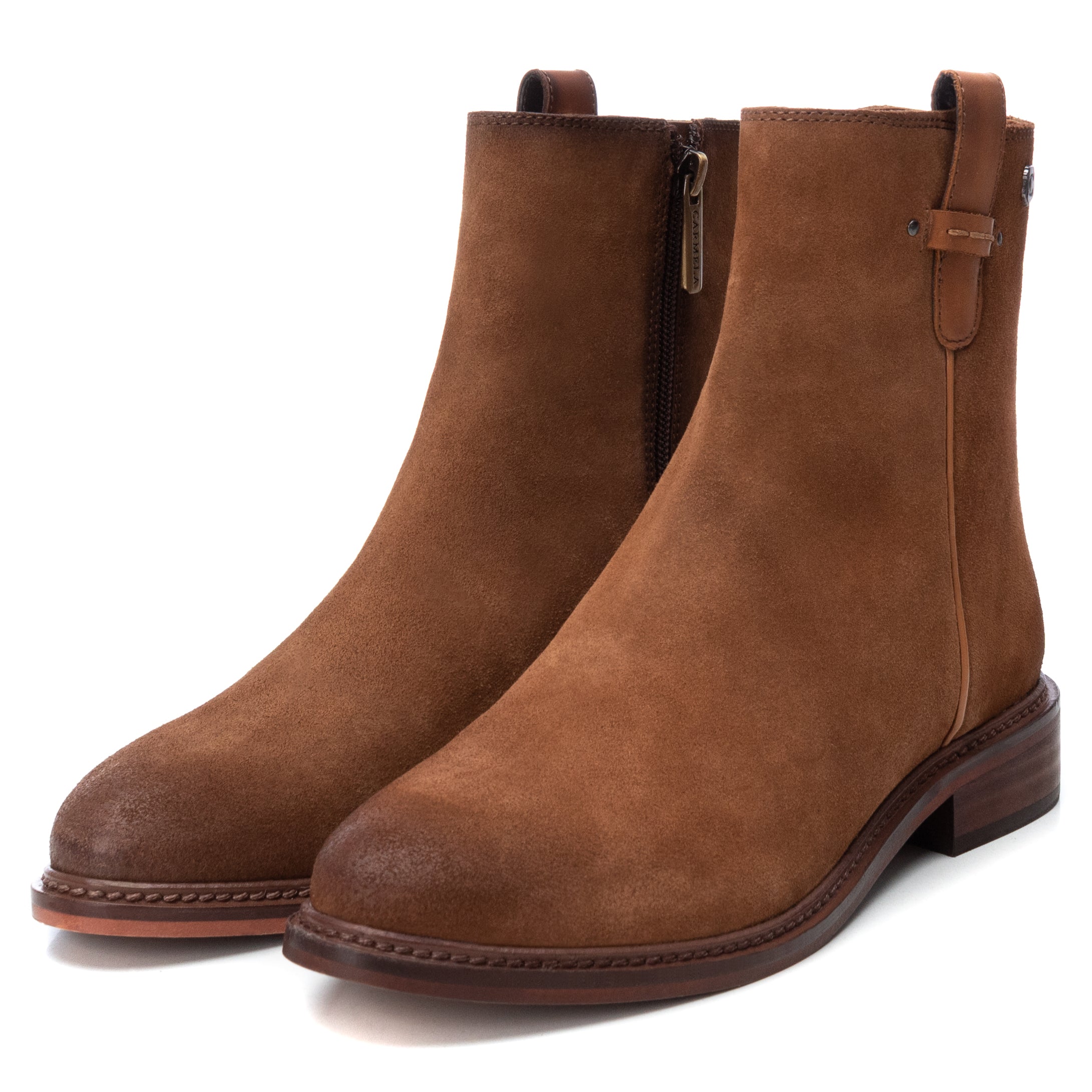 Carmela 16004801 bottines suède marron zip plat