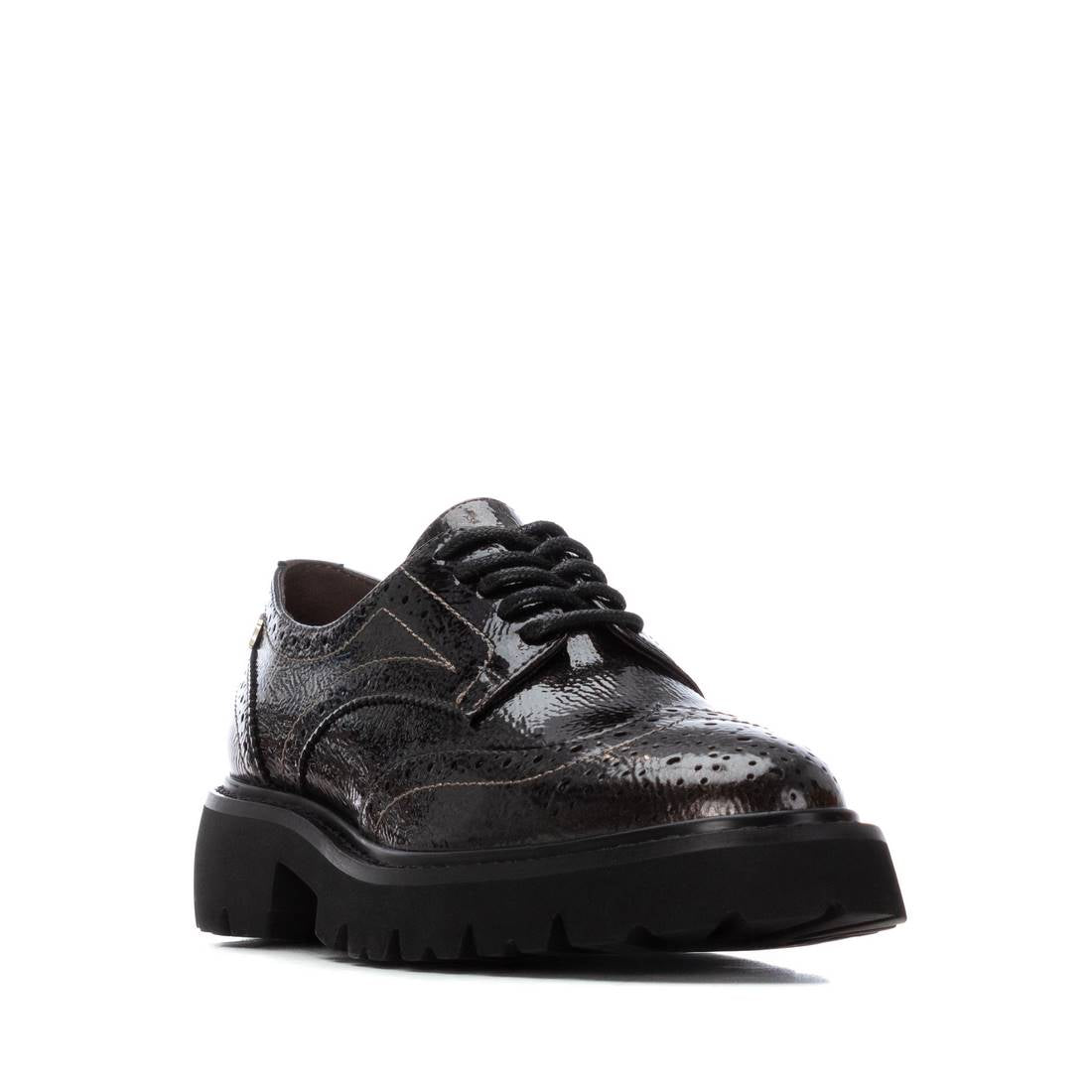 Carmela 16255001 derbies femme gris verni plat