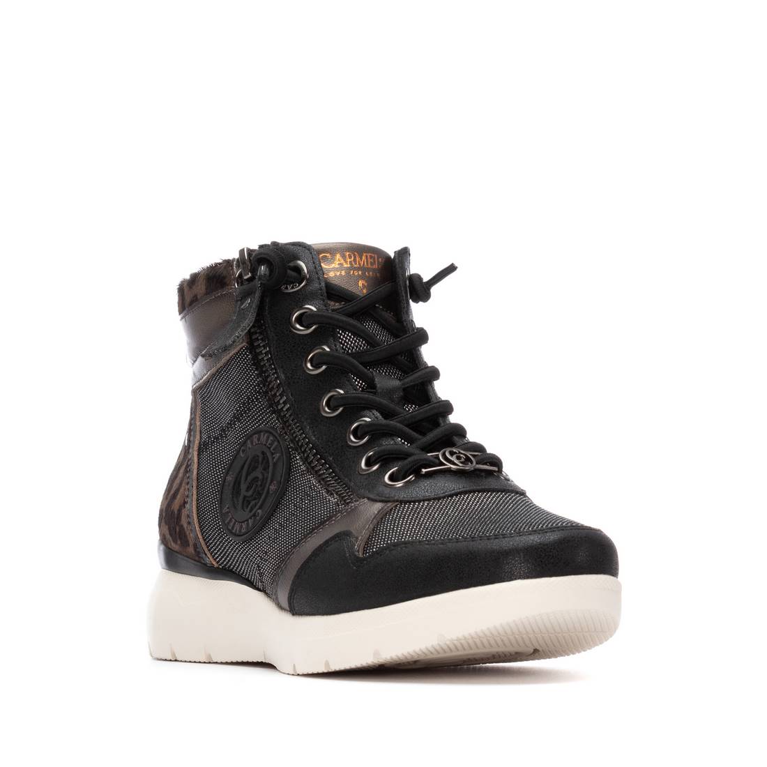 Carmela 16251401 bottine cuir noir effet métallisé