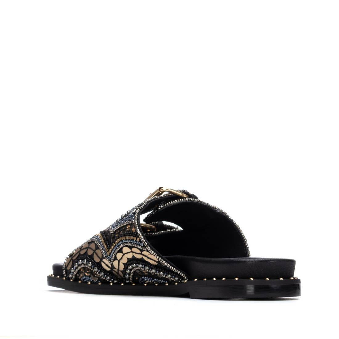 Carmela 16320001 sandales plates noires strass