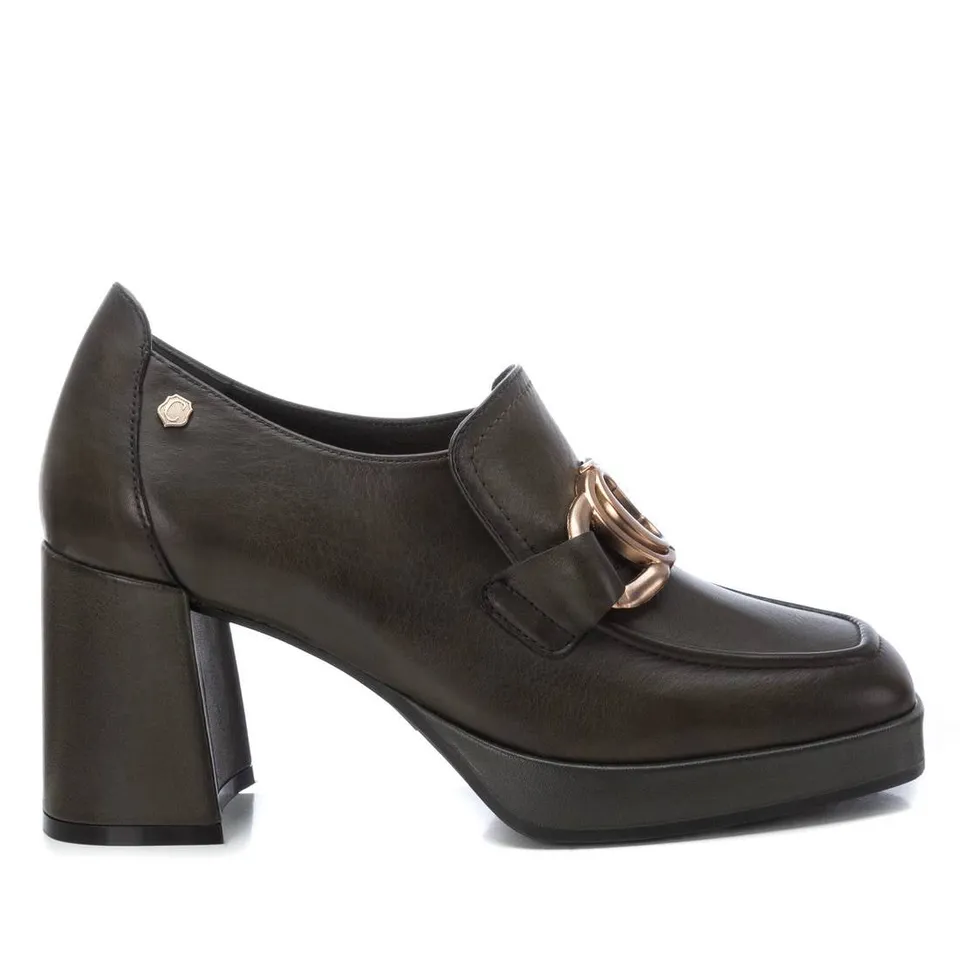 Carmela 16184902 mocassin vert cuir véritable talon