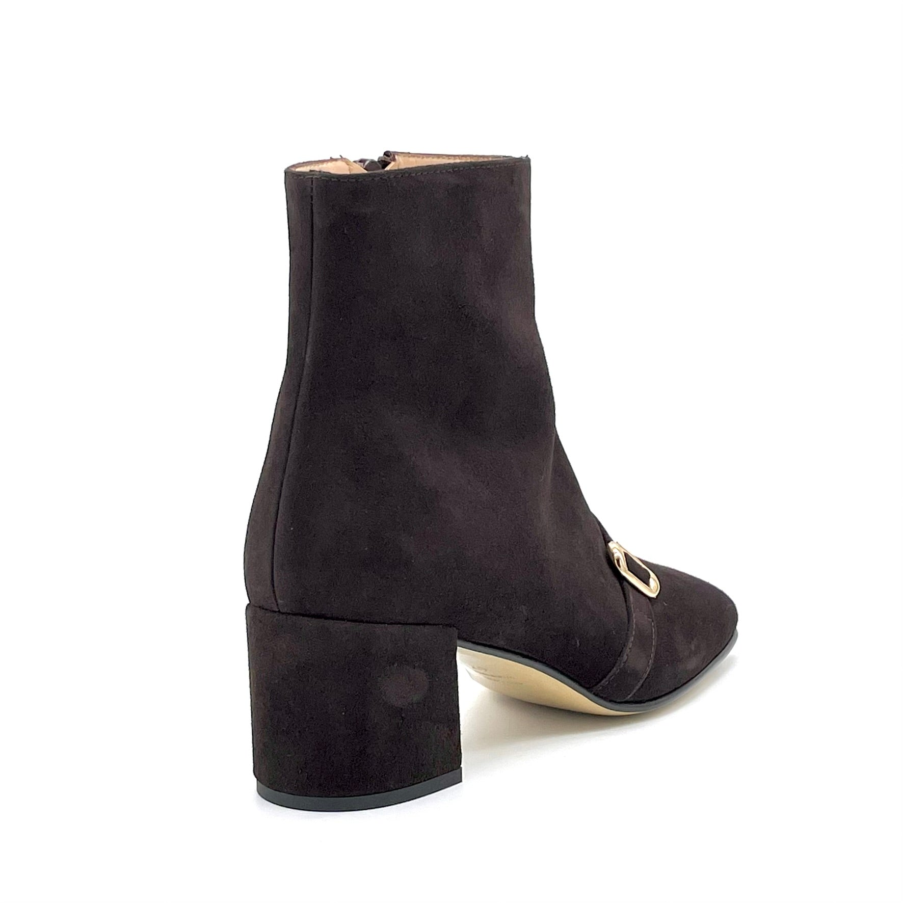 ELATA 56543 bottine suède marron boucle dorée 5,5 cm