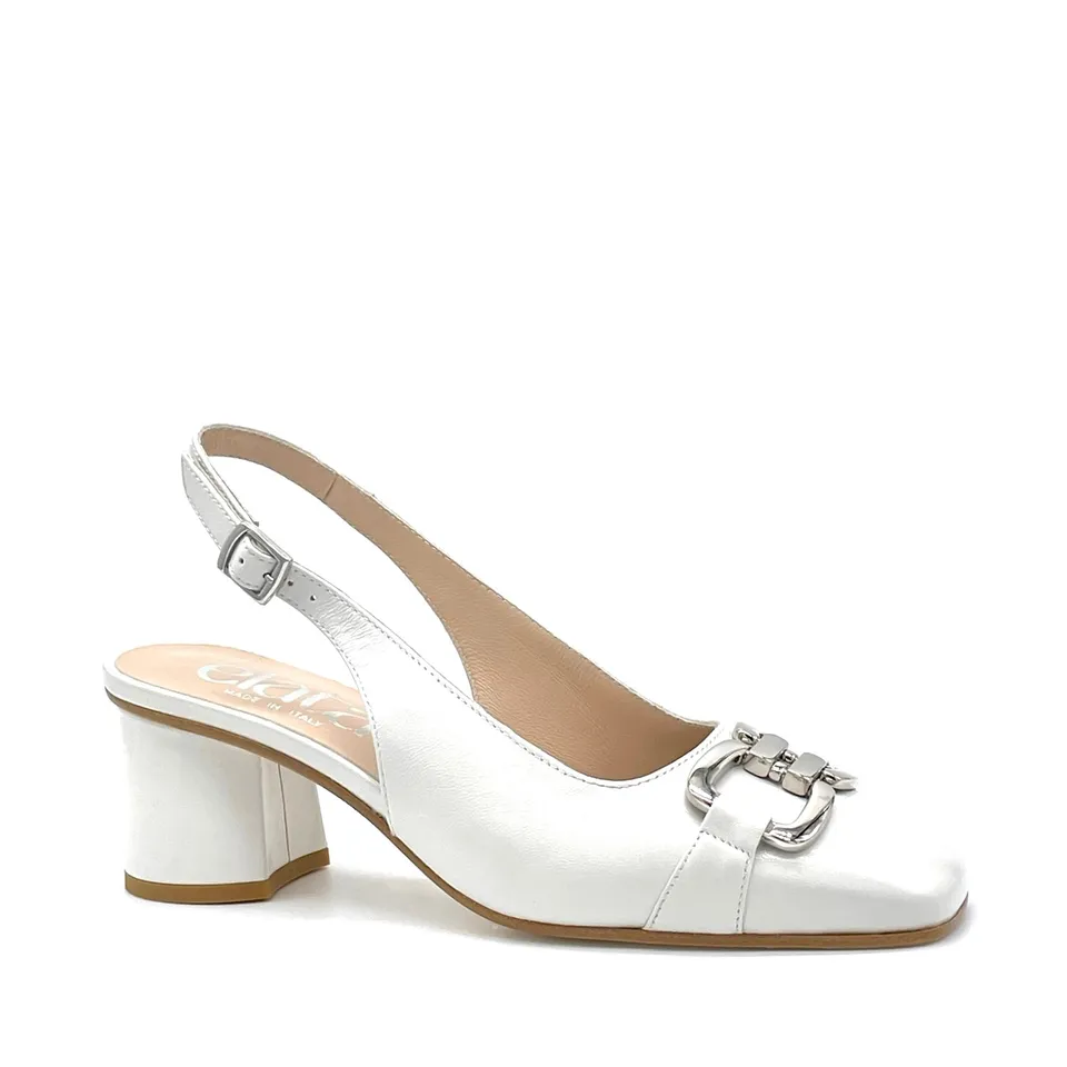 Elata 15167 slingback cuir lait argent talon 5,5 cm