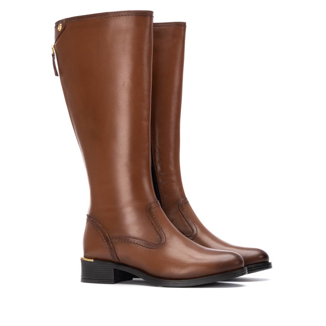 Carmela 16264201 bottes cuir camel talon bas