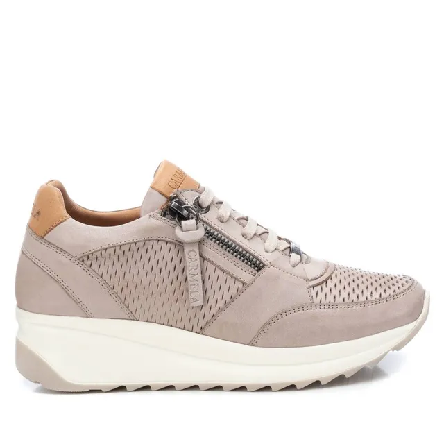 Carmela 16070902 basket cuir blanc zip compensée