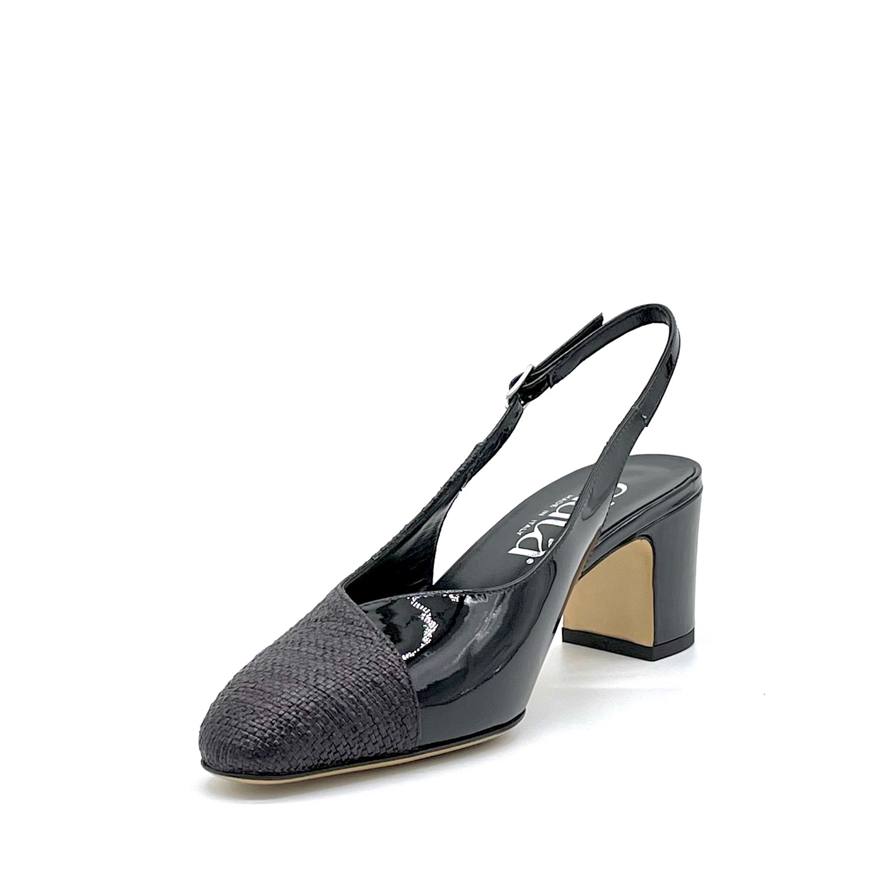 ELATA 15126 slingback raphia noir talon 5,5 cm