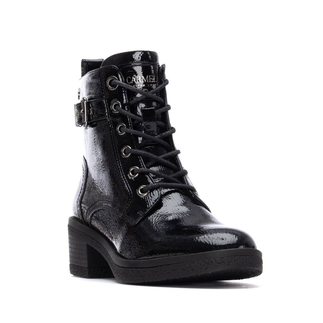 Carmela 16257701 bottine talon noir verni zip