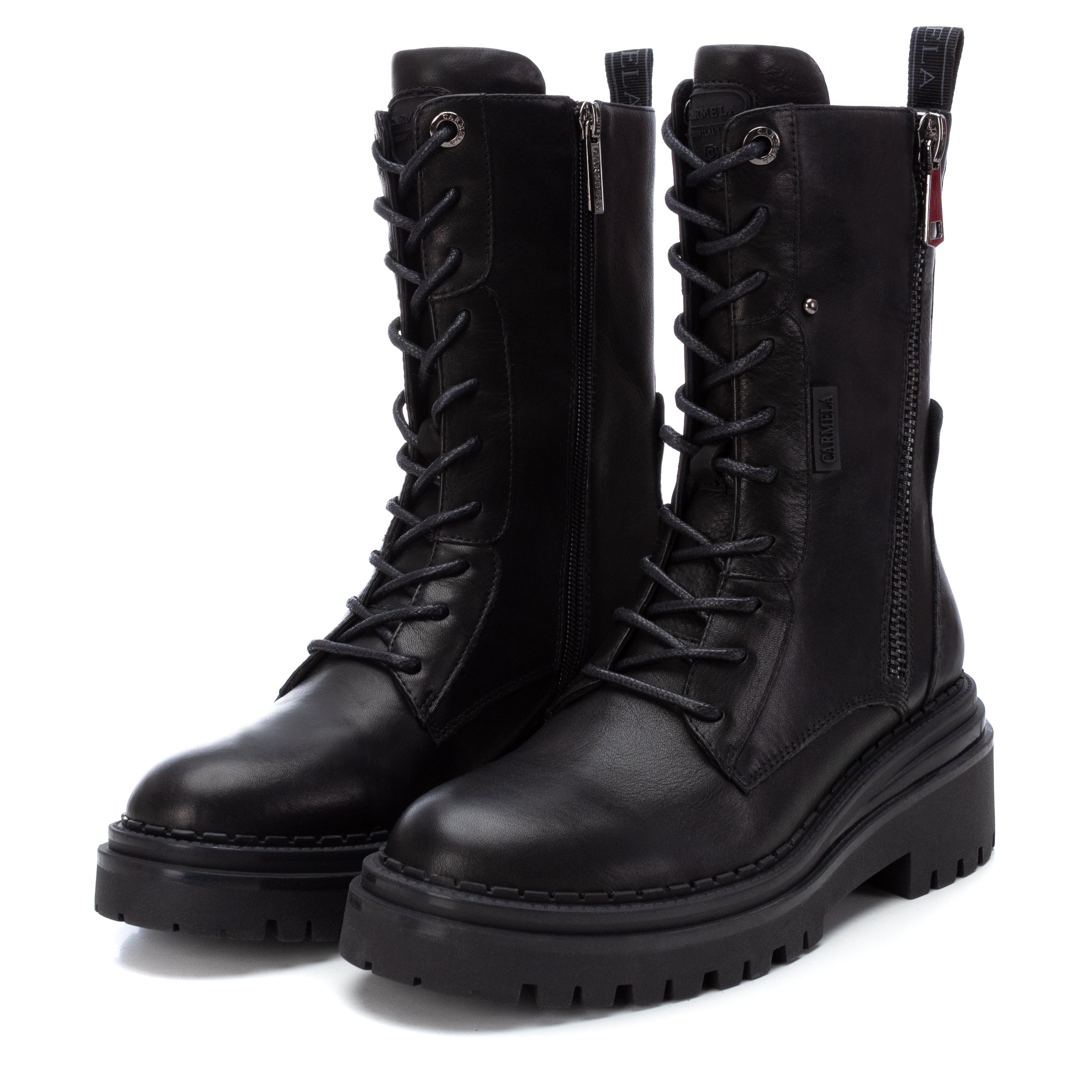 Carmela 16018901 bottines femme cuir noir militaire