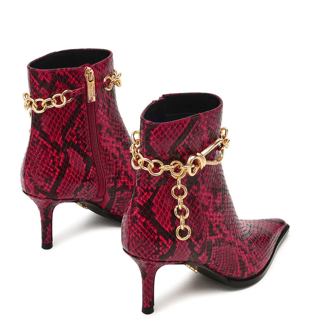 Steve Madden Link In bottine rouge serpent 5 cm