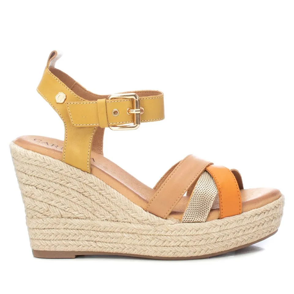 Carmela 16162402 sandales cuir jaune compensé 10 cm