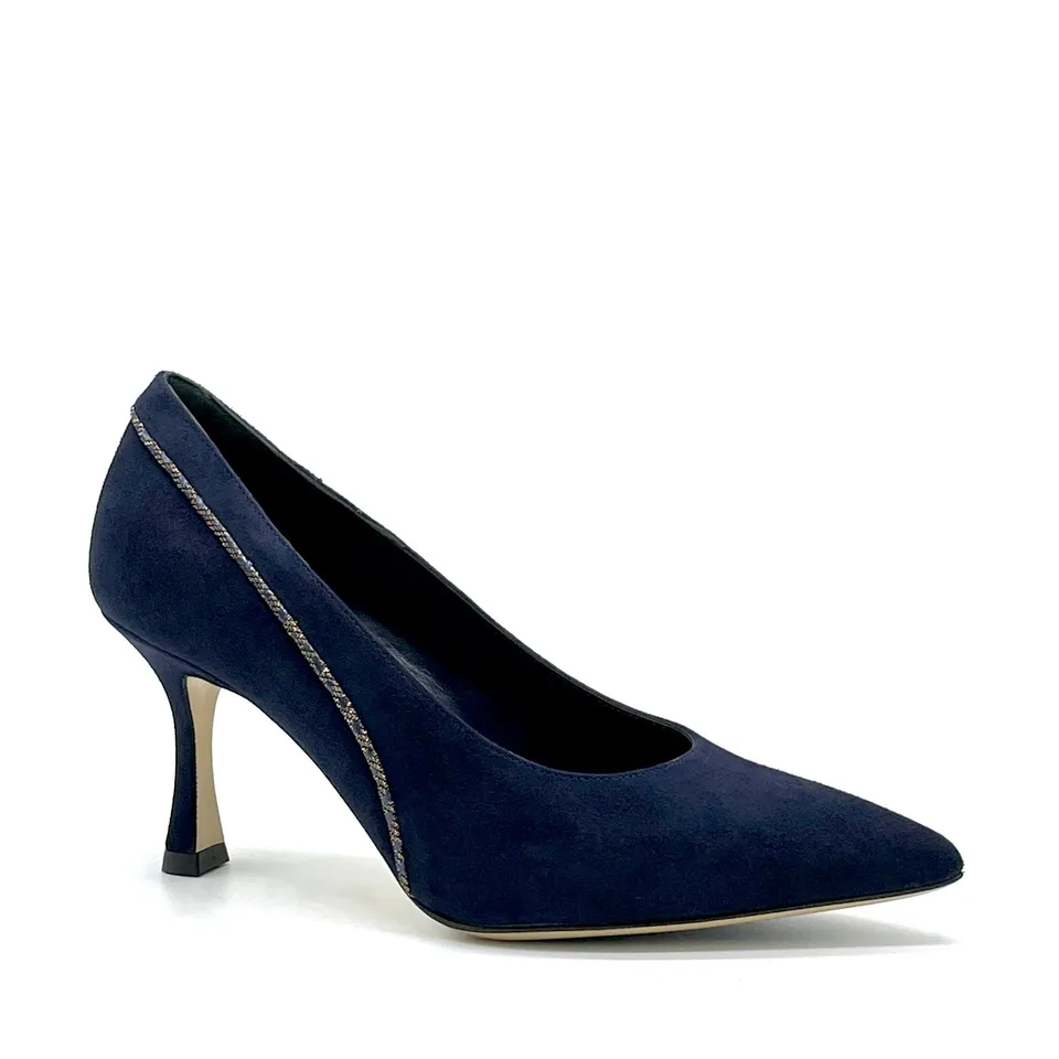 ELATA 54503 escarpin suède bleu talon 7,5 cm