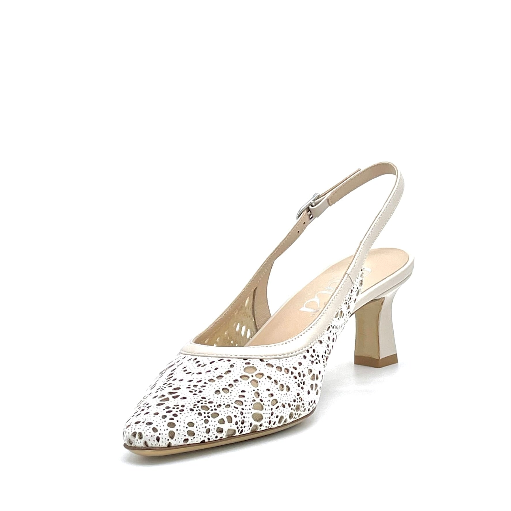 Elata 16166 slingback cuir blanc talon 5,5 cm