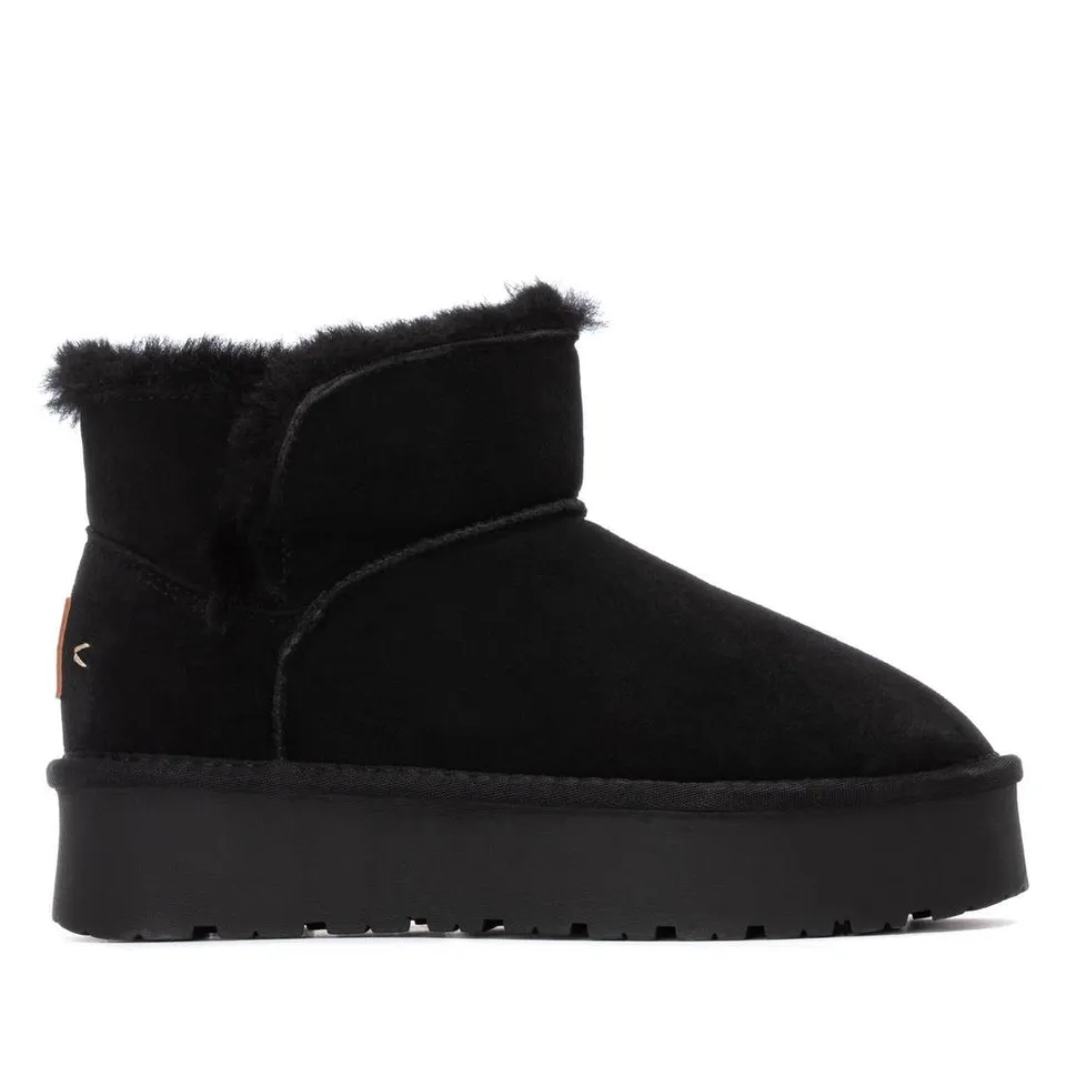 Carmela 16263304 bottine noire fourrée cuir plat