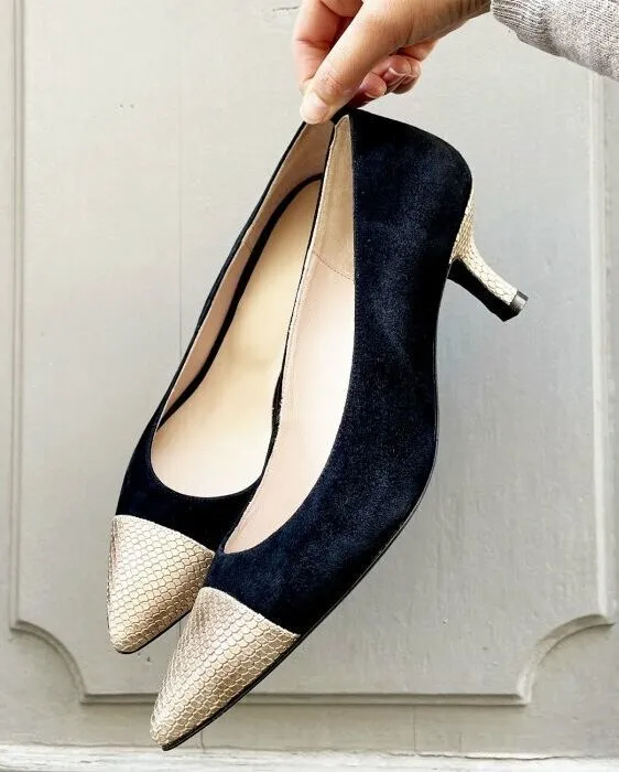 Dessine Moi Un Soulier escarpins pointus velours noir écaille