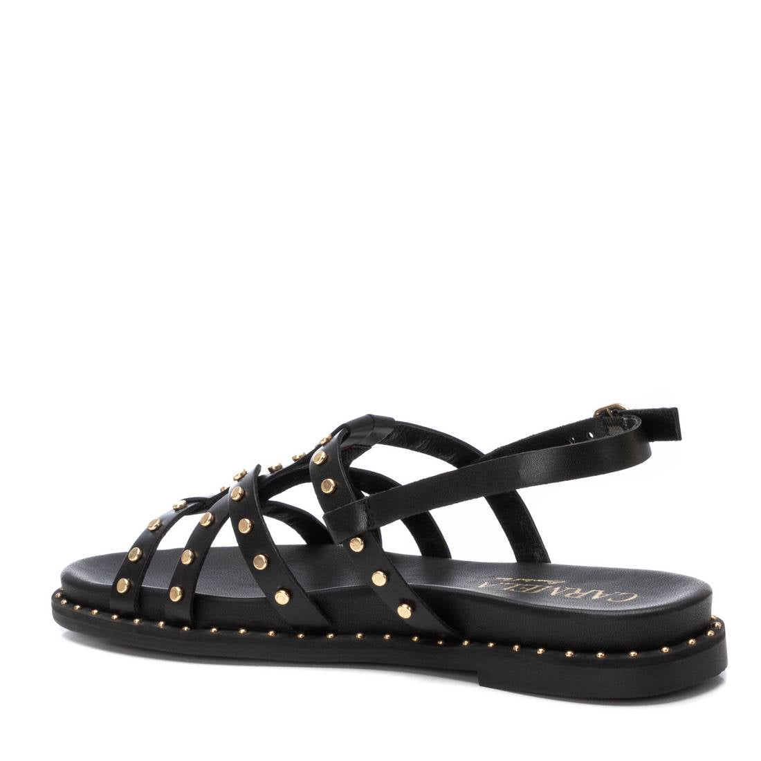 Carmela 16239201 sandales femme plates noires cloutées